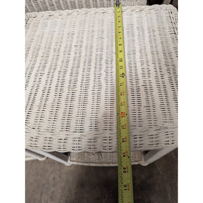 Secondhand Sandies: White Wicker Twim Headboard with 2 side end tables BEACH DECOR