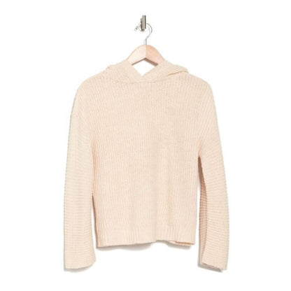 Abound Hooded Pullover Rib Knit Sweater Size MEDIUM Beige Oatmeal NWT