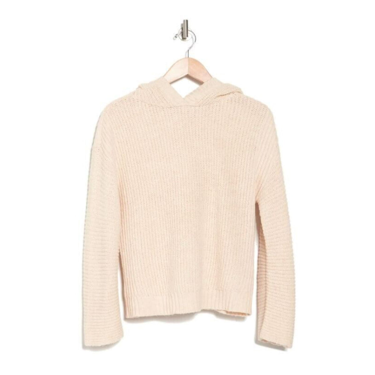 Abound Hooded Pullover Rib Knit Sweater Size MEDIUM Beige Oatmeal NWT