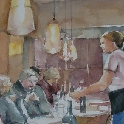 Yoshiko Murdick hand-painted watercolor restaurant  diner AMERICANA Signed 2019