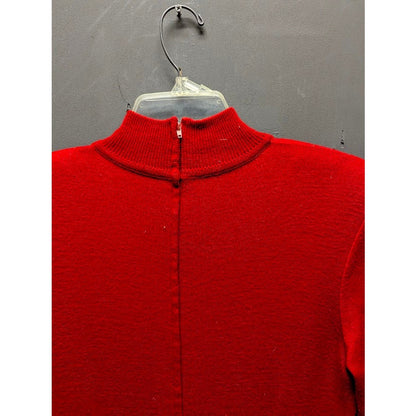 Vintage Red Knit Drop Waist Sweater Dress Black Grommet X Detail Large Retro