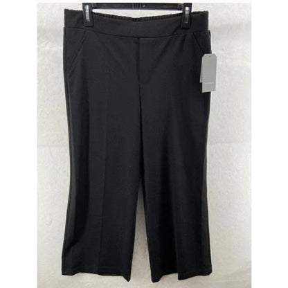Wit & Wisdom Small Petite Black Casual Pants Capri Flat Front pull Elastic Waist