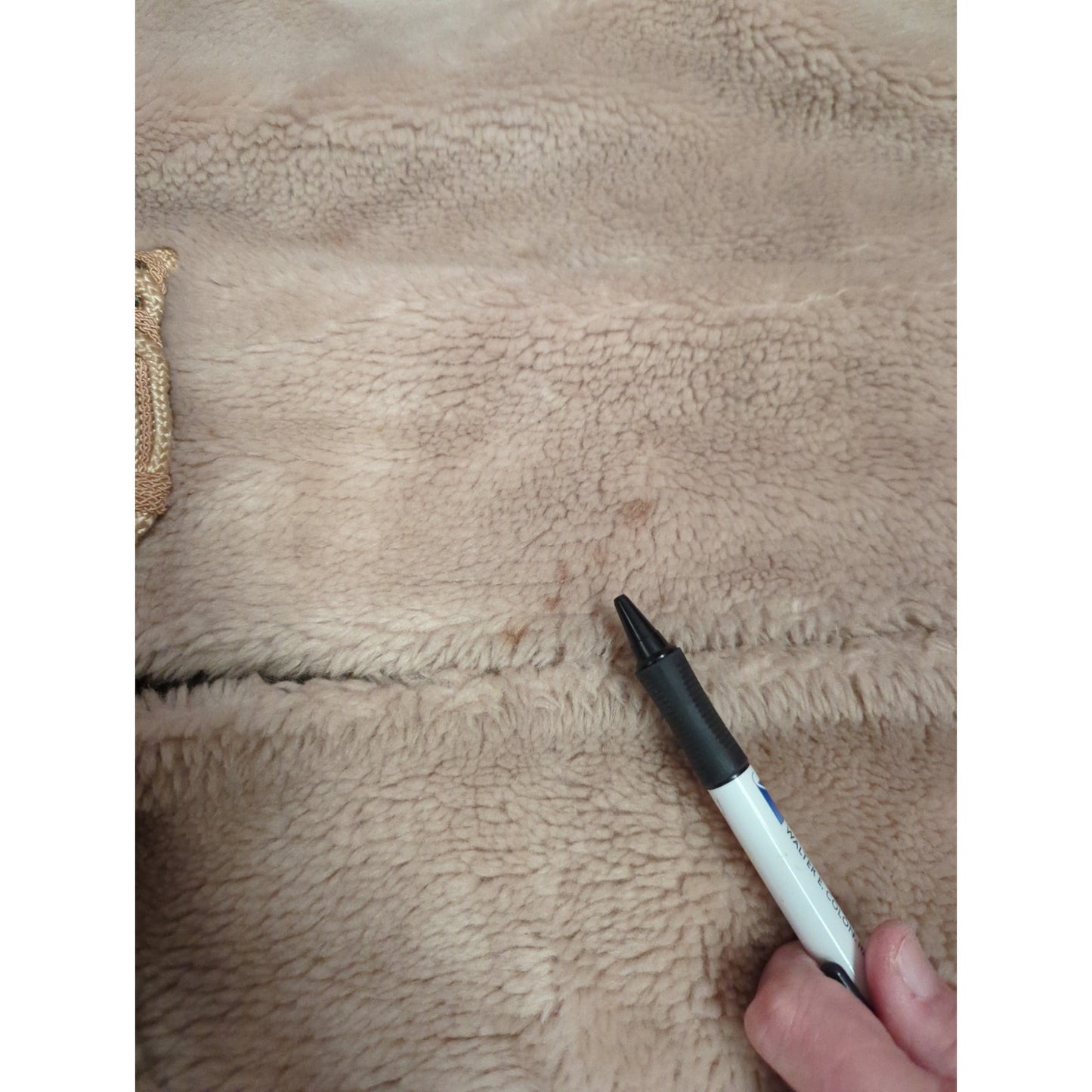 Vintage Camel Tan Faux Fur Midi Coat XL Open Front