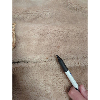 Vintage Camel Tan Faux Fur Midi Coat XL Open Front
