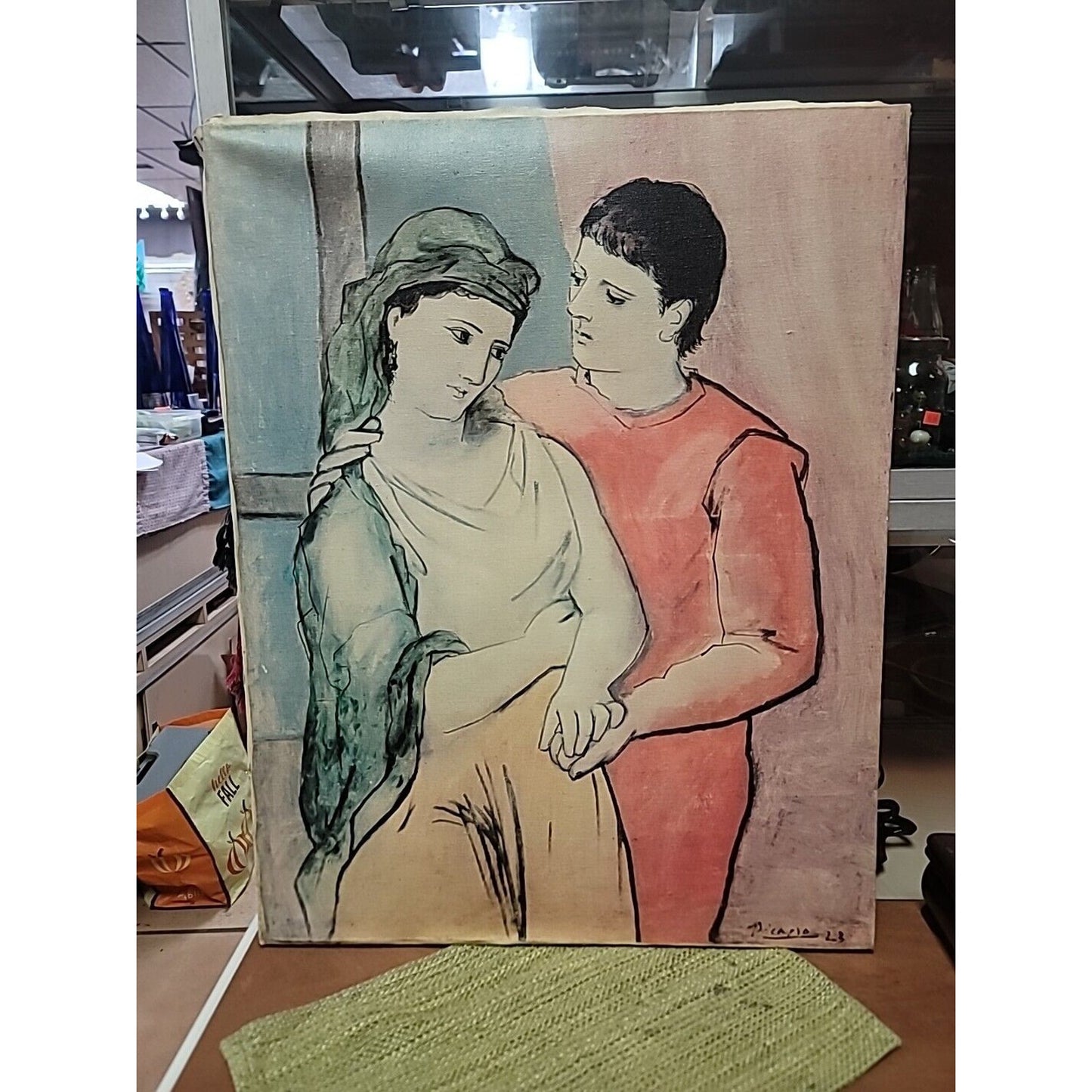 PICASSO The Lovers REPRO 1923 Block Vintage PRINT ON Stretched Canvas 22"X28"