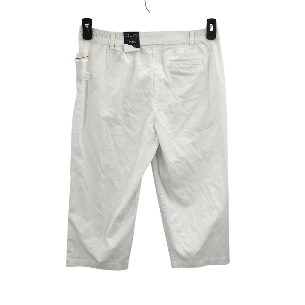 Karen Scott Tummy Control Comfort Waist Capri Pants Belt Loops White 10P NEW