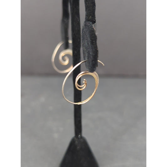 Vintage Gold Tone Wire Spiral Swirl Stud Earrings Pierced Minimalist Boho Chic