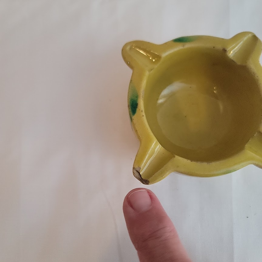 Vintage Traditional Spanish Yellow Ceramic Pottery Mortar Yellow glazed