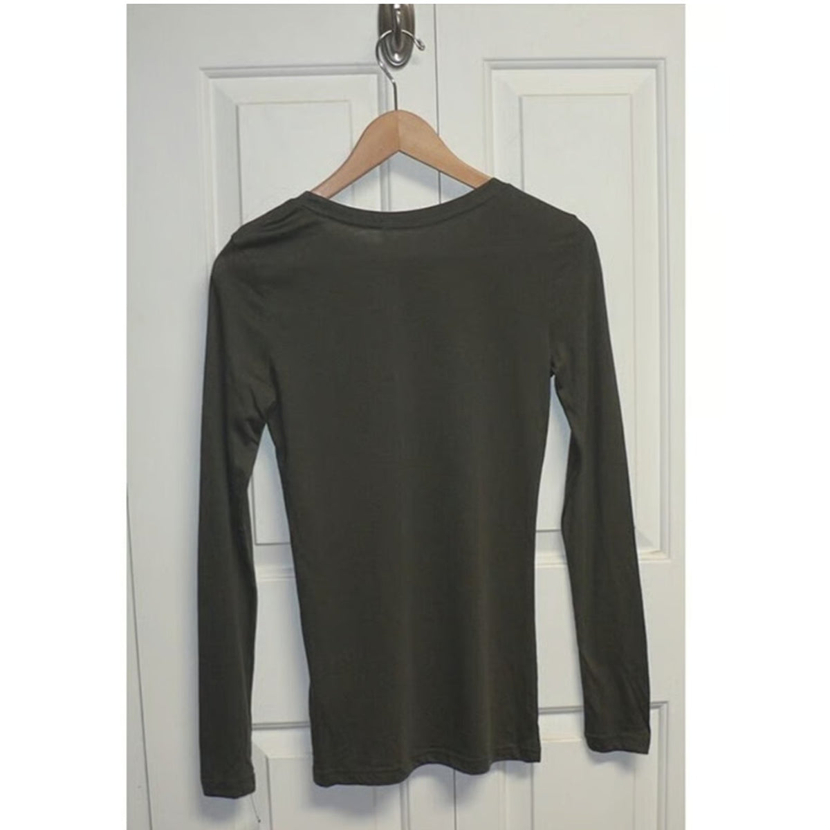 Caslon Women's Long Sleeve Scoop Neck Pima Cotton Tee in Grey Beluga XS NEW $29