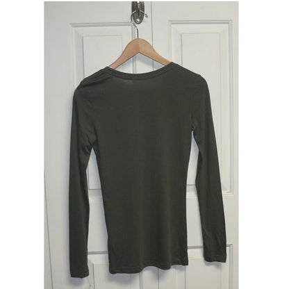 Caslon Women's Long Sleeve Scoop Neck Pima Cotton Tee in Grey Beluga XS NEW $29