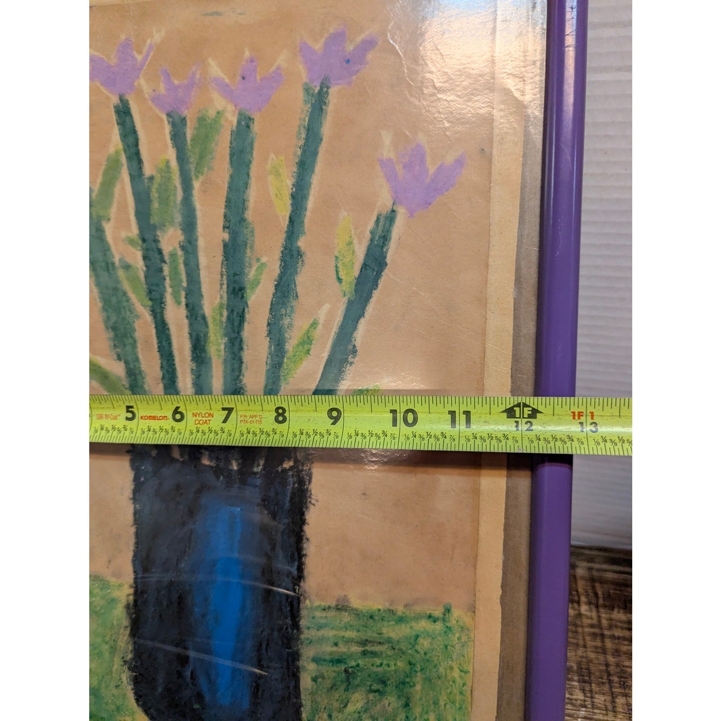 Vintage Original 1986 Naive Floral Pastel Art Framed Outsider Kevin Beason frame