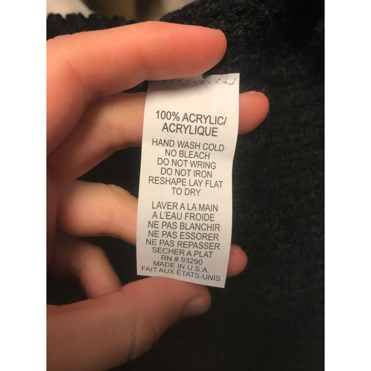 COTTON EMPORIUM Waffle Stitch Pullover Sweater Simple casual Black MEDIUM