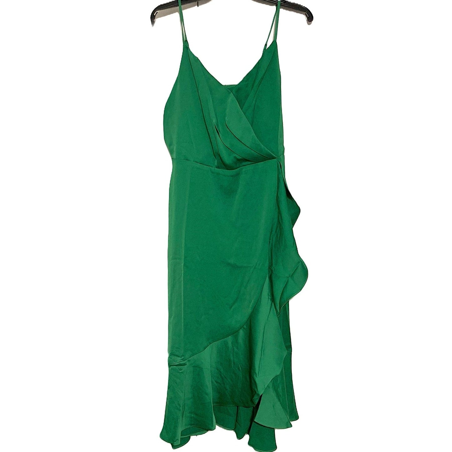 NWT Chelsea28 Midi Spaghetti Strap Drape Ruffle Gown Sz Medium in Green Peacock