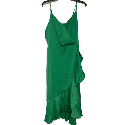 NWT Chelsea28 Midi Spaghetti Strap Drape Ruffle Gown Sz Medium in Green Peacock