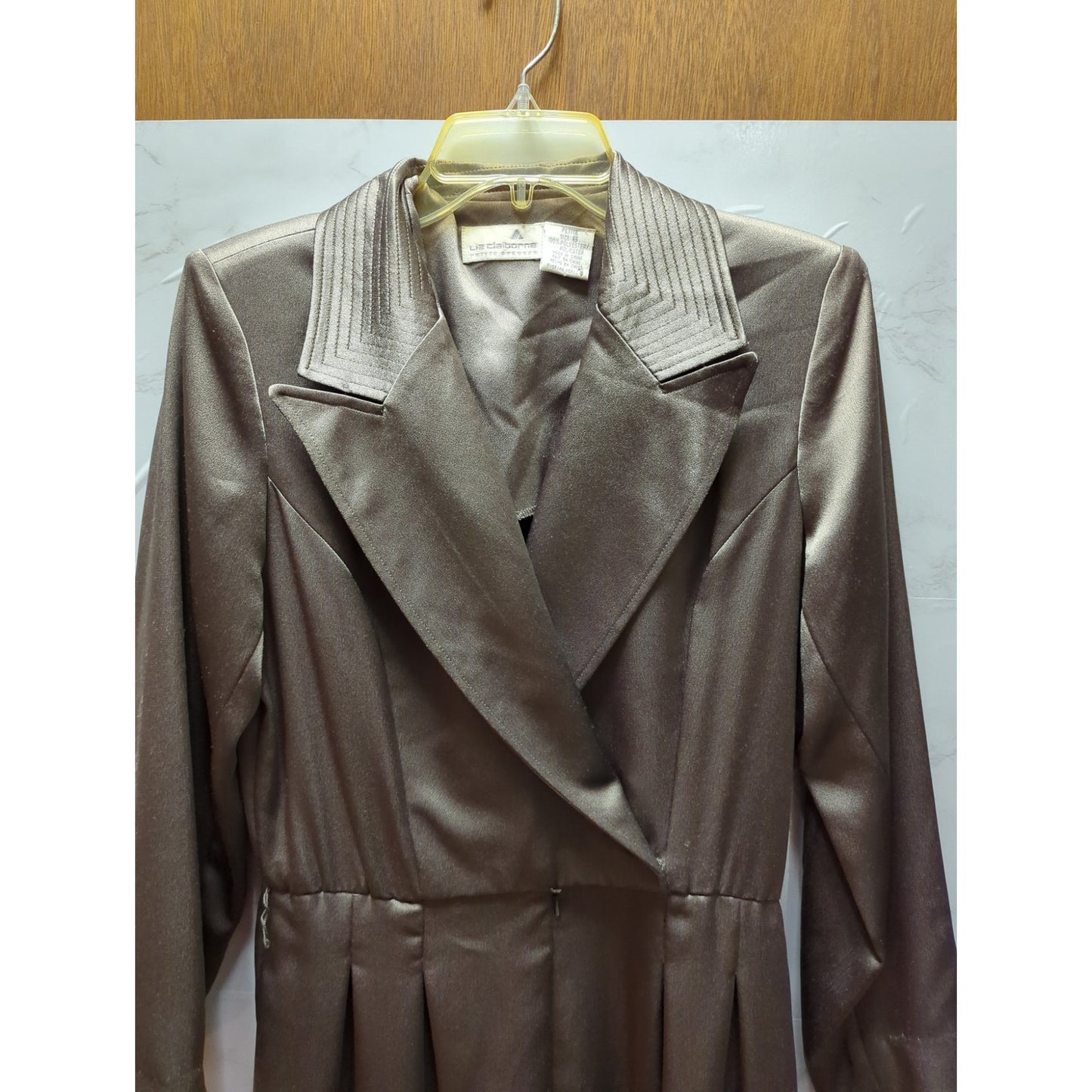 Liz Claiborne Vintage Shimmer Olive Green Jumpsuit Pantsuit Petite 6 Glam 1980s