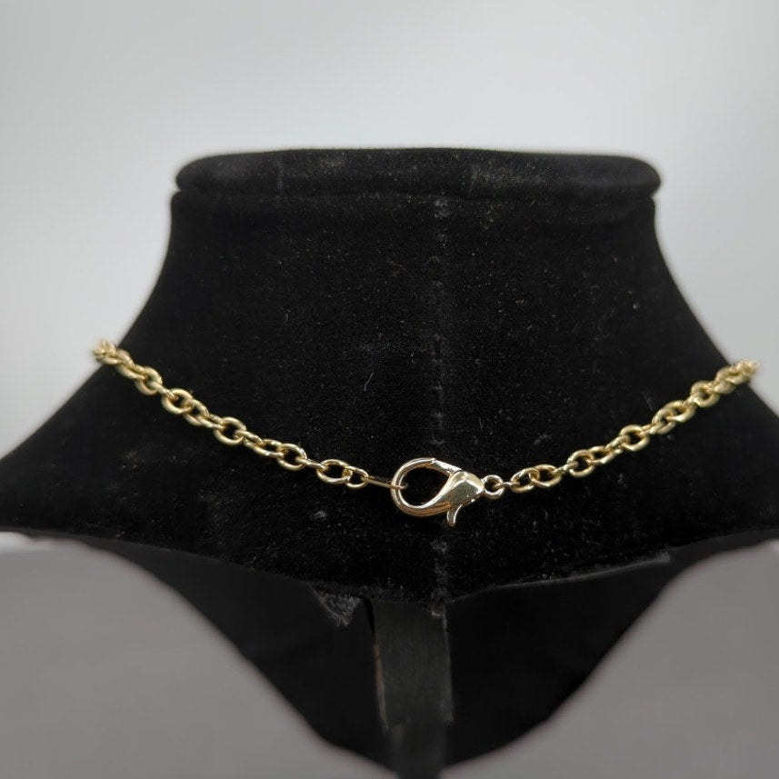 Vintage Fashion Necklace Gold-Tone Teardrop Pendant Necklace Ruby Red Stone 18"