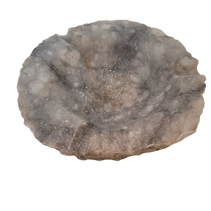 Italy Mid Century ashtray Marble round table office gray white Vintage raw edge