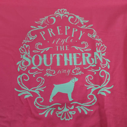 Southern Girl Prep NEW Long Sleeve T-Shirt Cotton LARGE PINK dog southern preppy