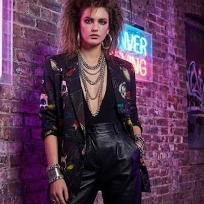 Kensington Square Vintage Large Blazer Lined 1980s GLAM Rock