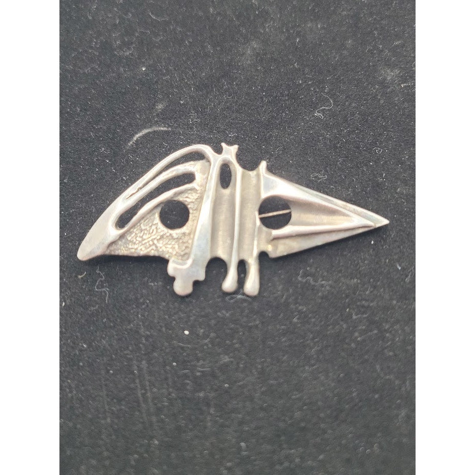 Vintage Europe MidCentury Modern Abstract Silver Brooch MCM Brutalist Studio Pin