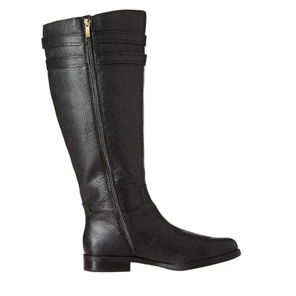 Franco Sarto Women's Christoff Equestrian Boot Black 8.5 M Winter heel buckle
