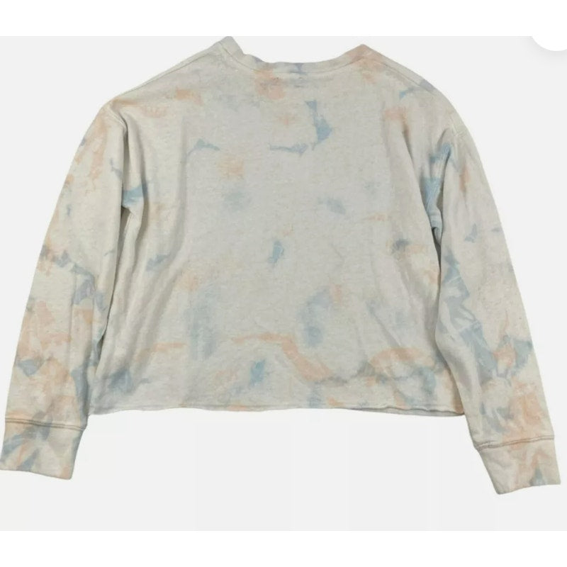 NWT Splendid Raw Hem Tie Dye Crop Sweatshirt Top Sz XL/Extra Large in Multi