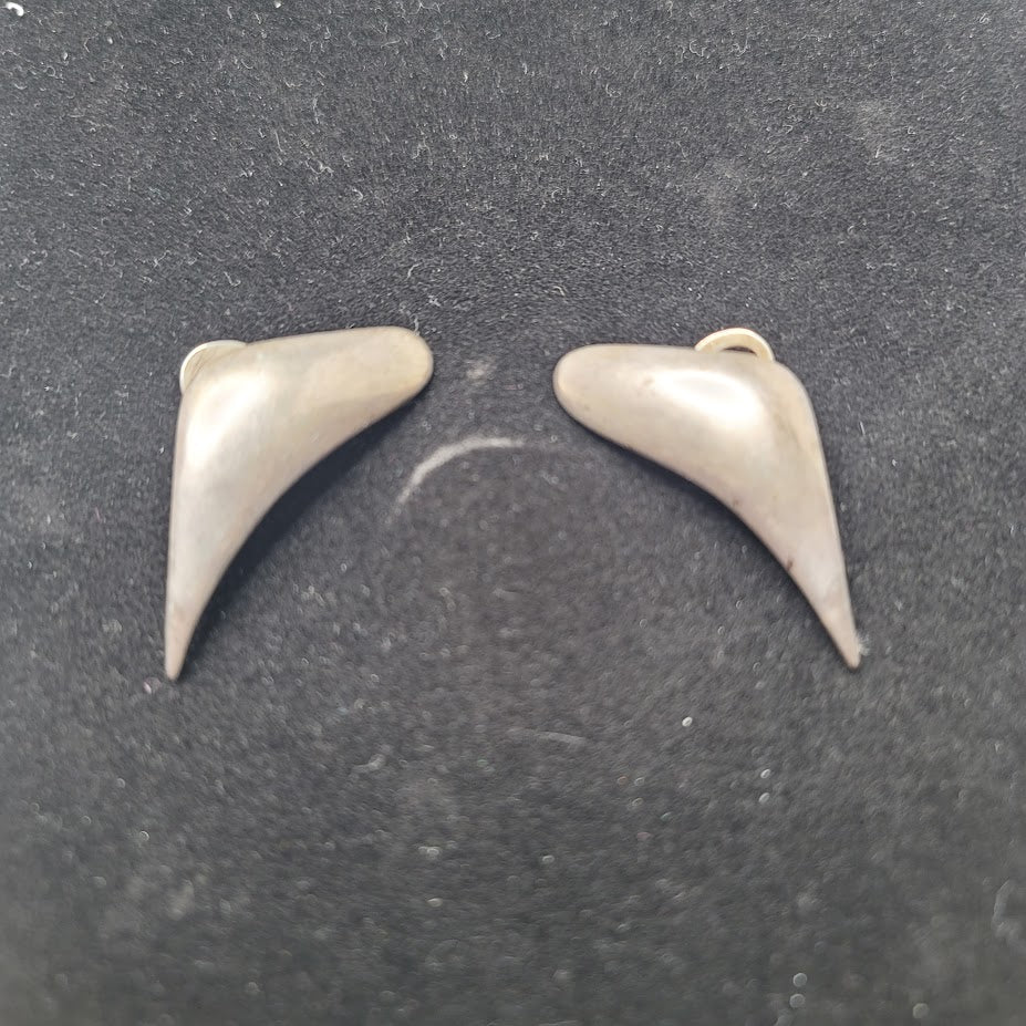 Vintage Spanish Brutalist 930 Silver Earrings Modernist Abstract Large Posh