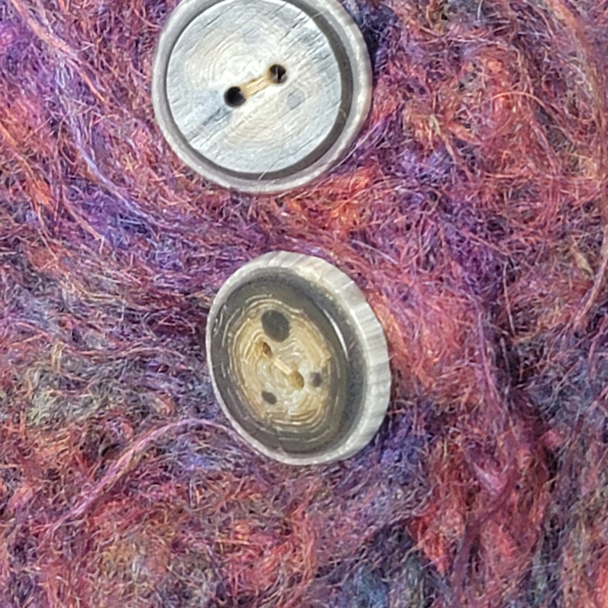 Vintage La Maille Mohair long sleeve sweater Japan XL GREAT buttons pocket Multi