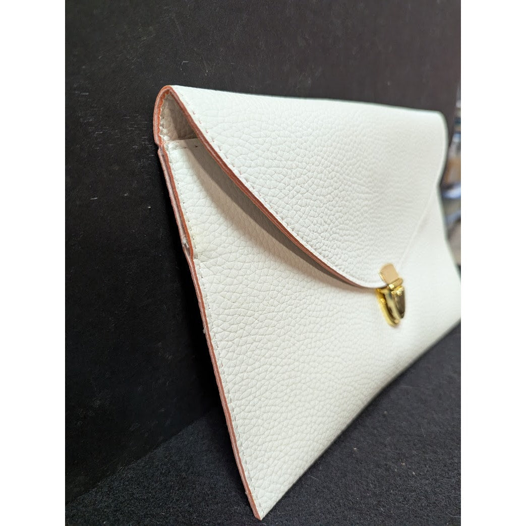 Vegan Pebbled Leather Conververtible Clutch Purse Shoulder Bag gold chain clasp