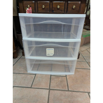 SECONDHAND SANDIES: 3 drawer clear plastic organizer stowaway dresser chest