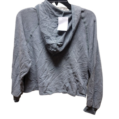 Lush NEW Size Medium GreenGray Hoodie V-Neck Sweatshirt Cropped long sleeve