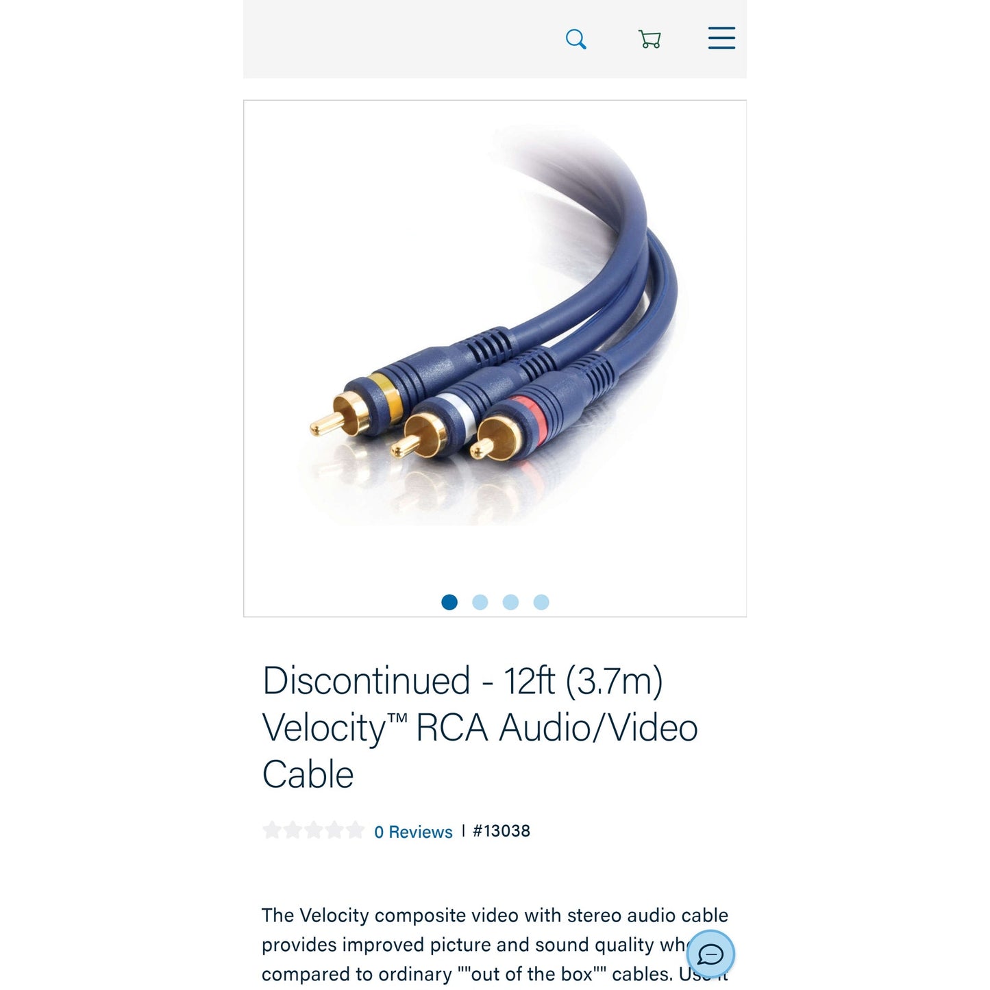 Discontinued - 12ft (3.7m) Velocity™ RCA Audio/Video Cable