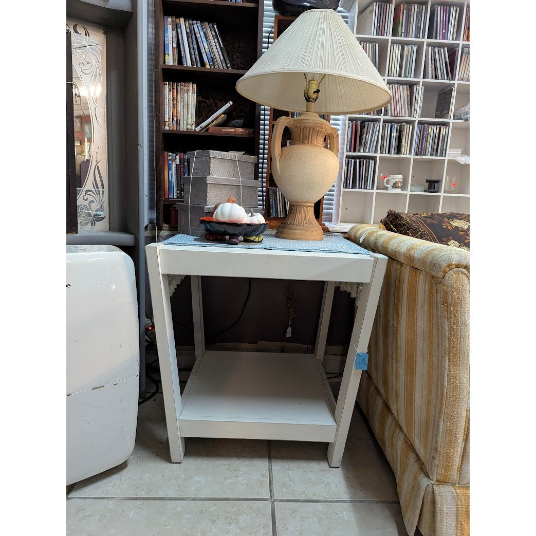 Secondhand Sandies: Pair of white 24x24 end tables side tables living room