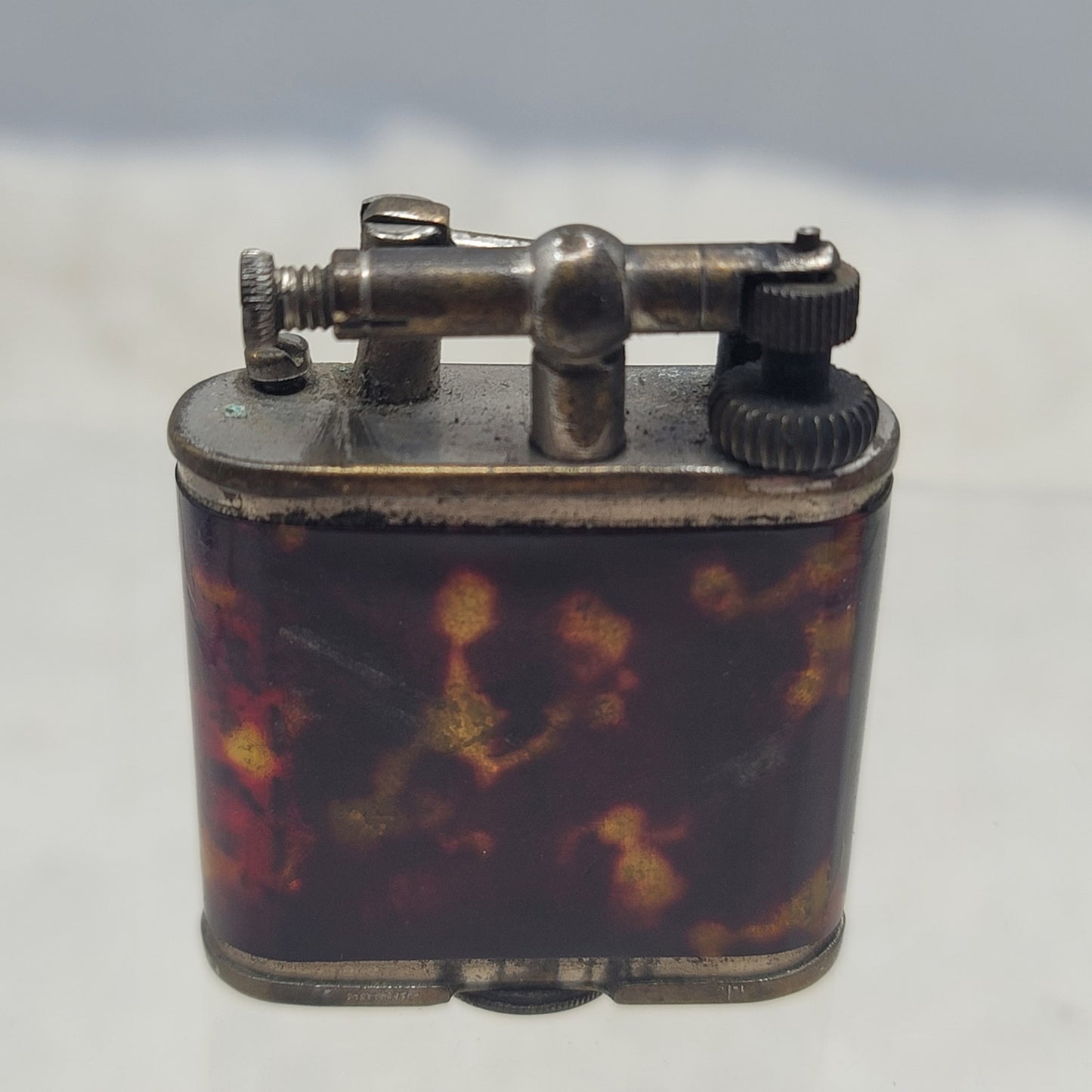 Vintage Thorens Style Lift Arm Pocket Lighter Antique Tortoiseshell Art Deco