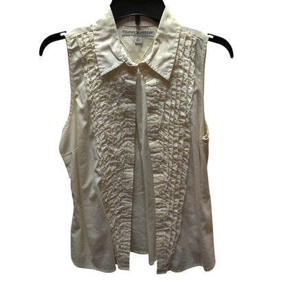 Tommy Hilfiger Peach Ruffle Front Sleeveless Shirt Medium Button Up Blouse