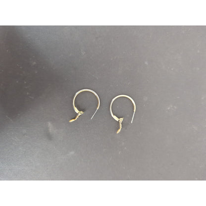 Vintage Gold Tone Smooth Textured Hoop Earrings Small Pierced Huggie Retro