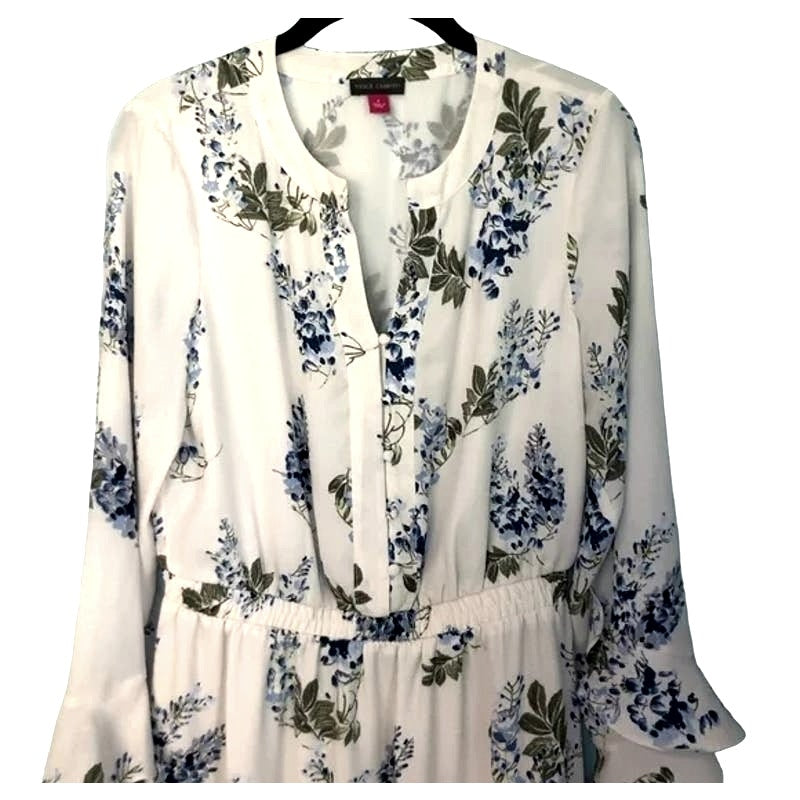 Vince Camuto Chiffon Asymmetrical Ruffle Button Front Dress Sz 12 in Ivory NWT