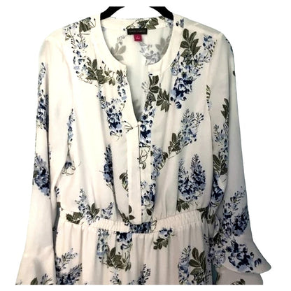 Vince Camuto Chiffon Asymmetrical Ruffle Button Front Dress Sz 12 in Ivory NWT