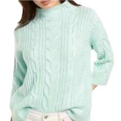 Vince Camuto Cable Knit Mock Neck Sweater MEDIUM Sea Mist Green NWT