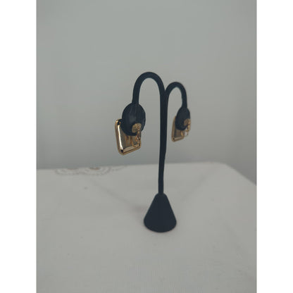Vintage Mid-Century Gold-Tone Square Clip-On Earrings Chunky Minimalist