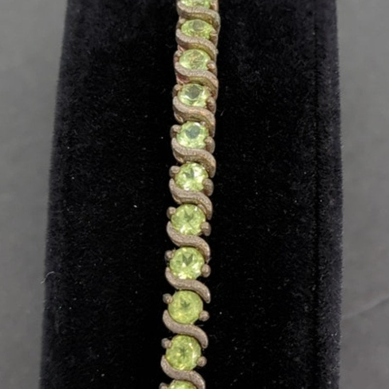 Vintage BRACELET FAB Sterling Silver 925 Tennis bracelet Peridot Green Stones
