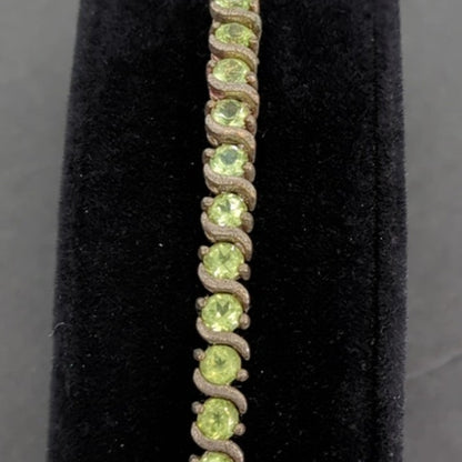 Vintage BRACELET FAB Sterling Silver 925 Tennis bracelet Peridot Green Stones