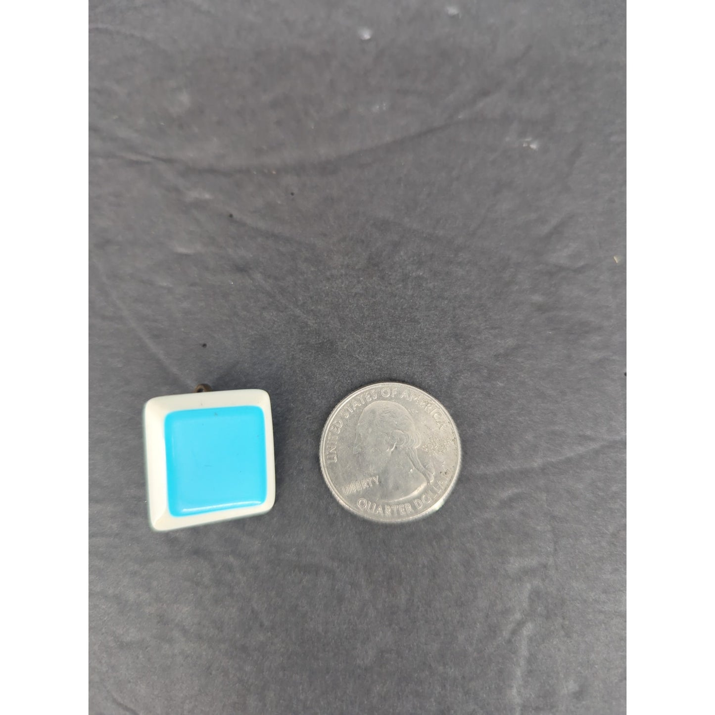Vintage Square Turquoise Enamel Gold Tone Clip On Earrings Retro Modern