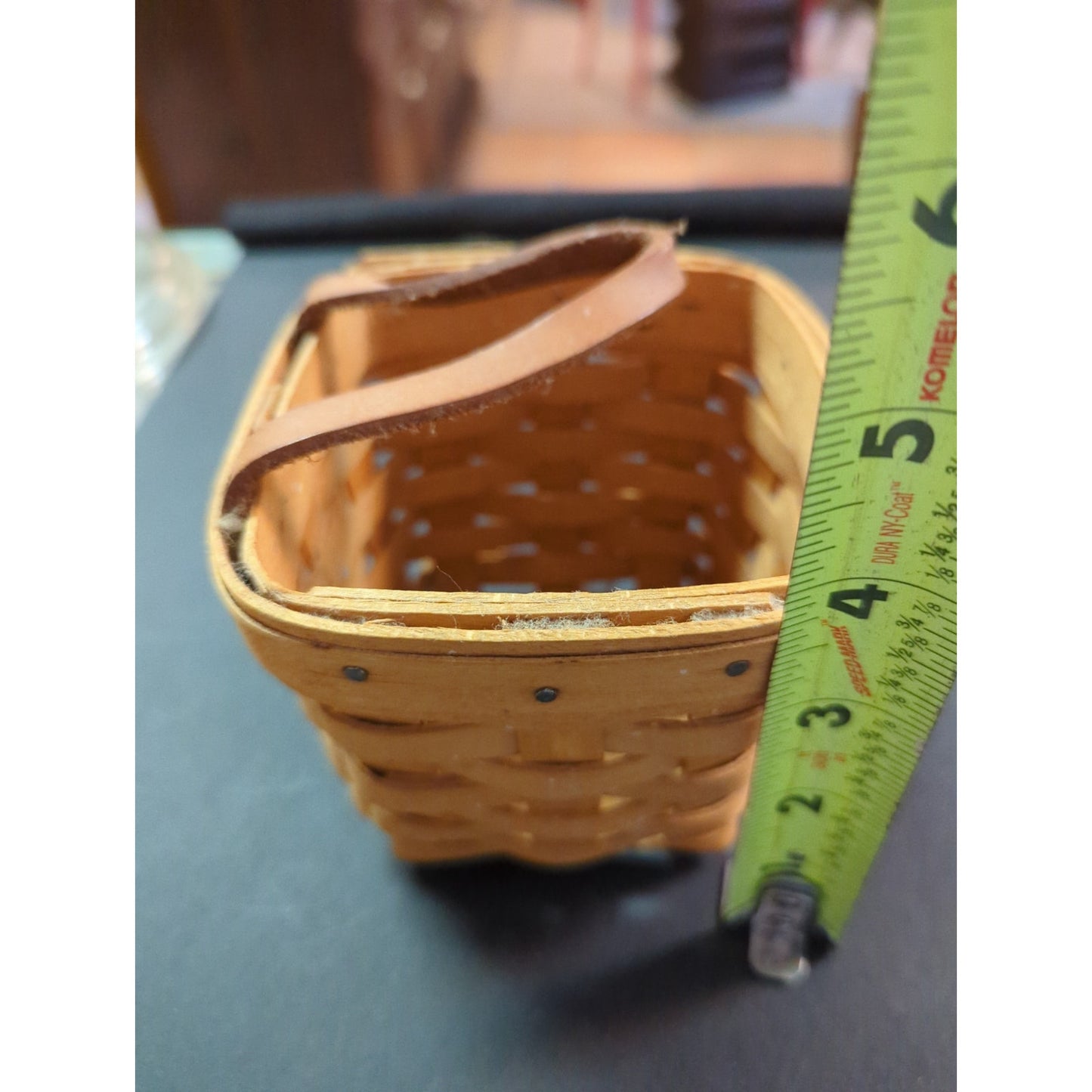 Vintage Longaberger Small Picnic Basket with Leather Handle Signed Dated 1996