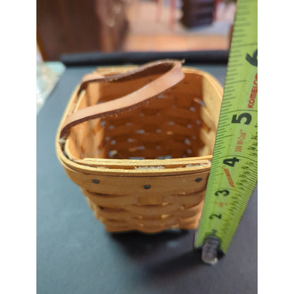 Vintage Longaberger Small Picnic Basket with Leather Handle Signed Dated 1996