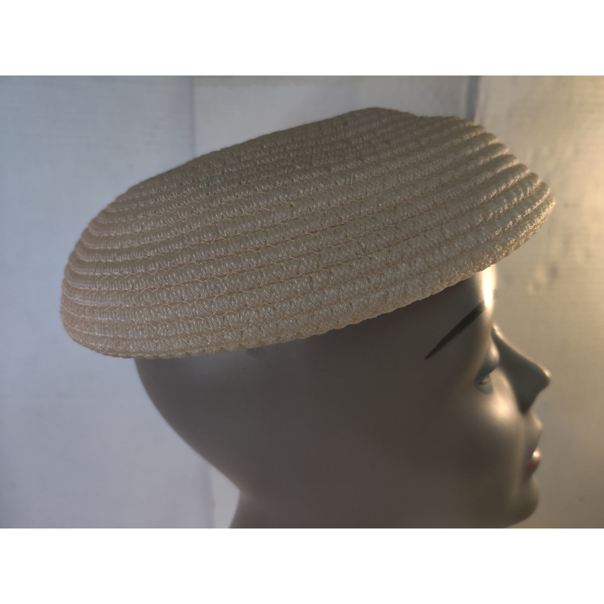 Vintage Cellulose Hat Gayarn by Slocum Cream Pillbox