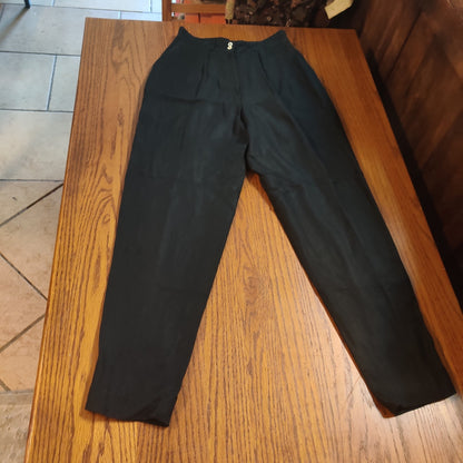 Vintage Liz Claiborne Black Career Pants Straight Leg 8 Petite Lined Trousers