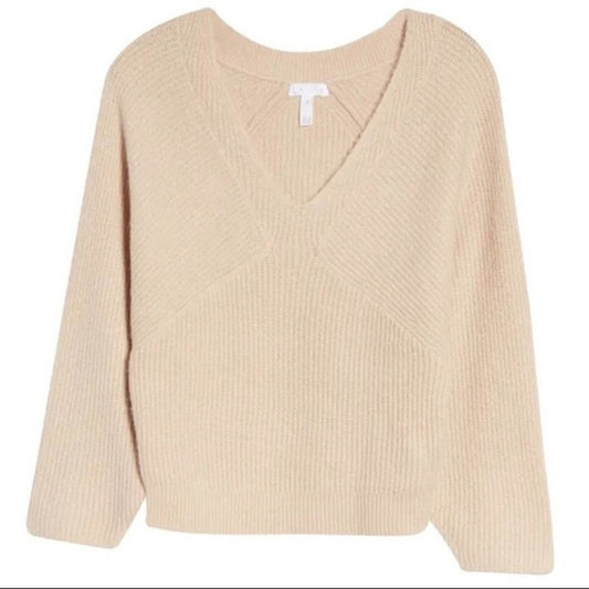 Leith V-Neck Pullover Rib Knit Dolman Sleeve Sweater Size 1X in Tan Memoir NWT