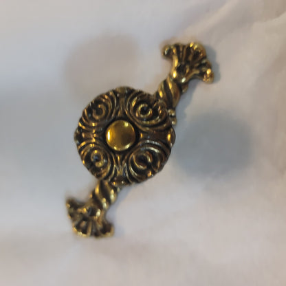 Vintage KBS 1995 Ornate Scroll Brass Cabinet Pulls Backplates Set 4 Furniture