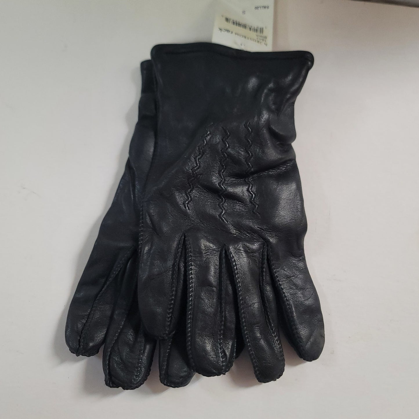 Fownes Black Leather Gloves Small Leather Wool Blend lined NEW